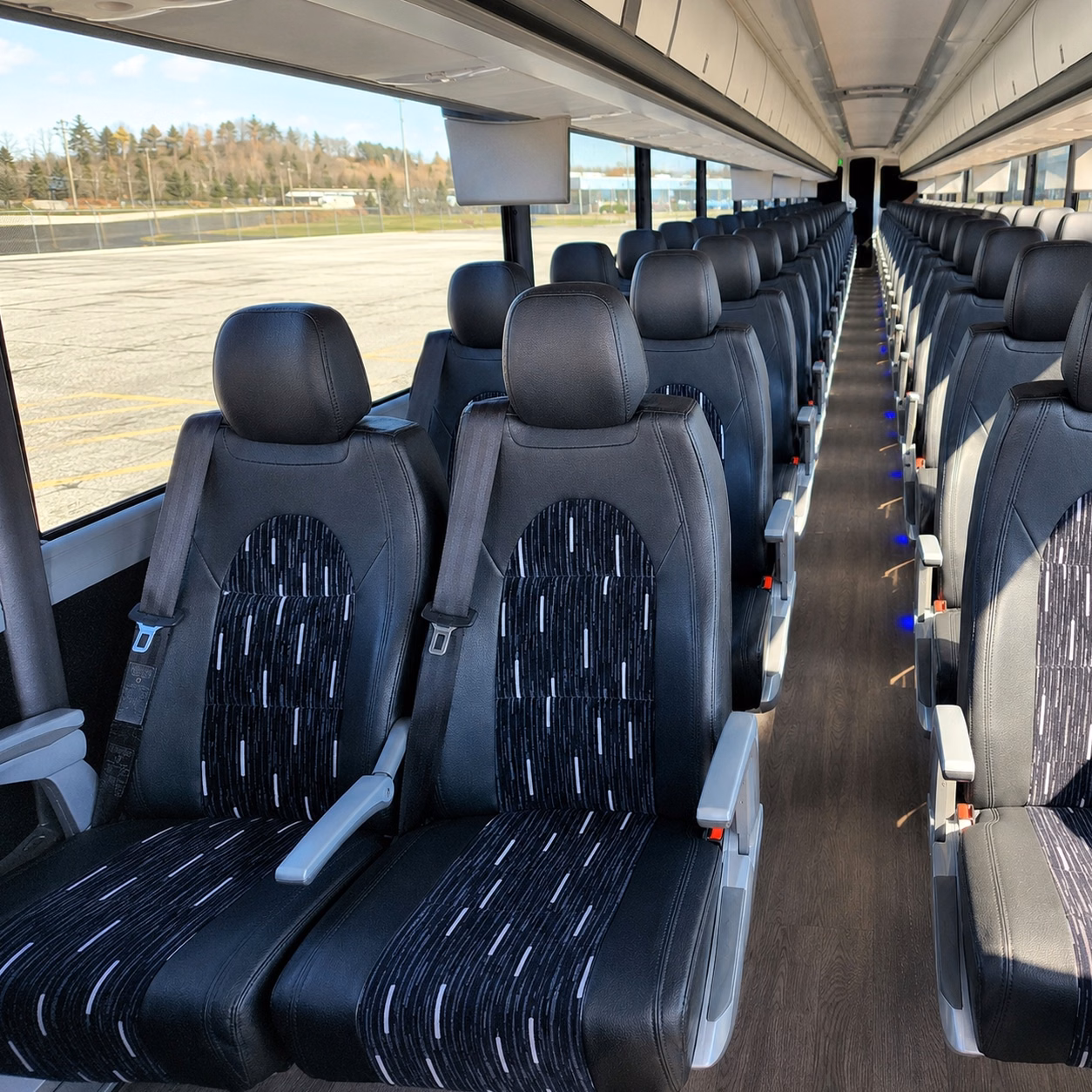 56 passenger charter bus inside
